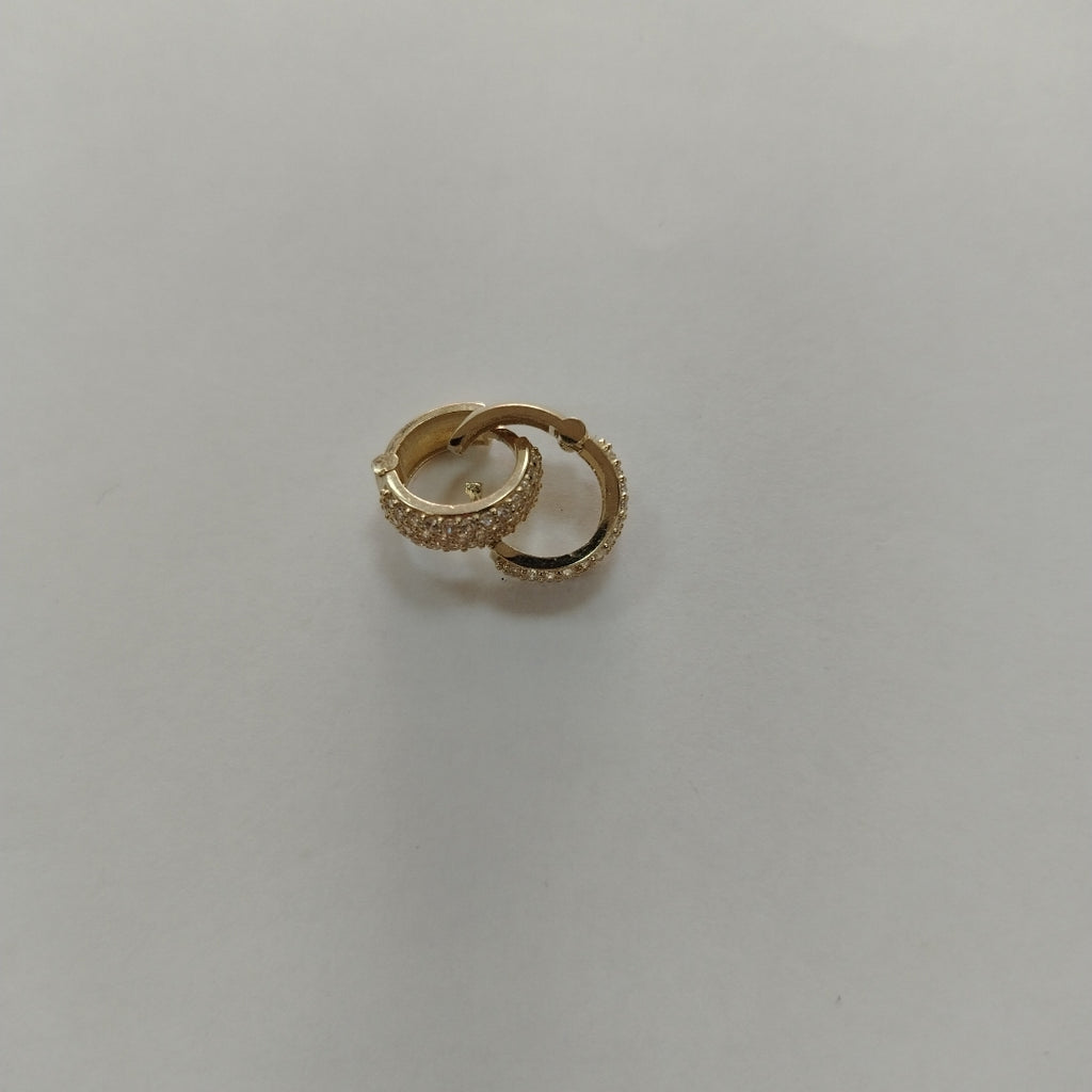ARETES HUGGIE CON CIRCONIAS 14K 2 GR (NUEVO)