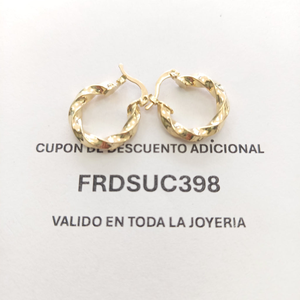 ARETES ARRACADA TORZAL 14K 1.9 GR (NUEVO)