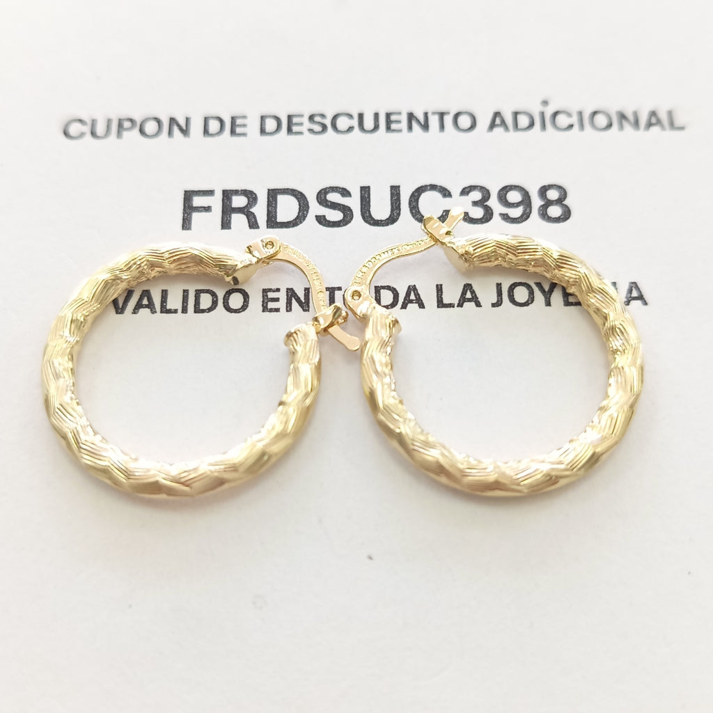 ARETES TEJIDO ARRACADA LABRADA 14K 2.5 GR (NUEVO)