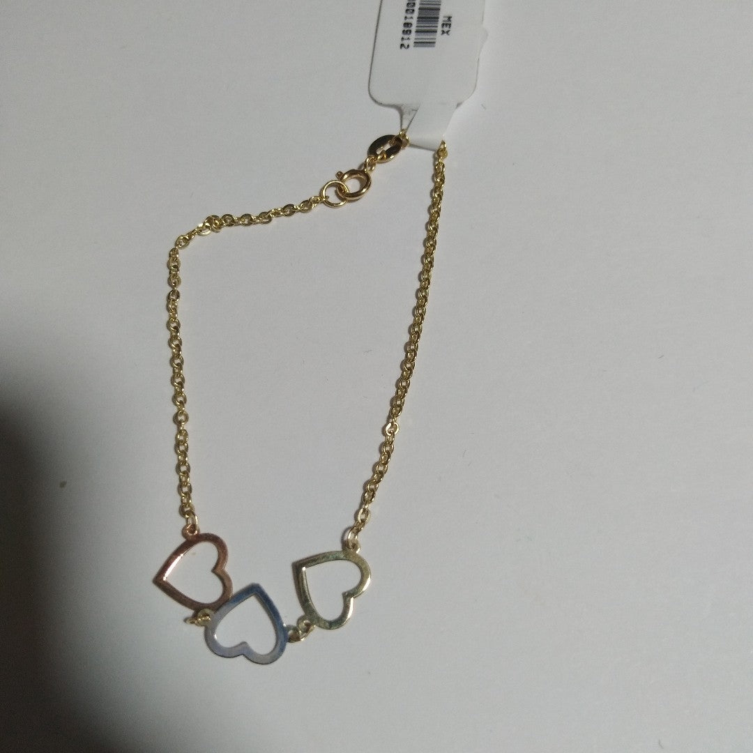 PULSERA ESPECIAL CON CORAZONES 14K 18 CM 1.3 GR (NUEVO)