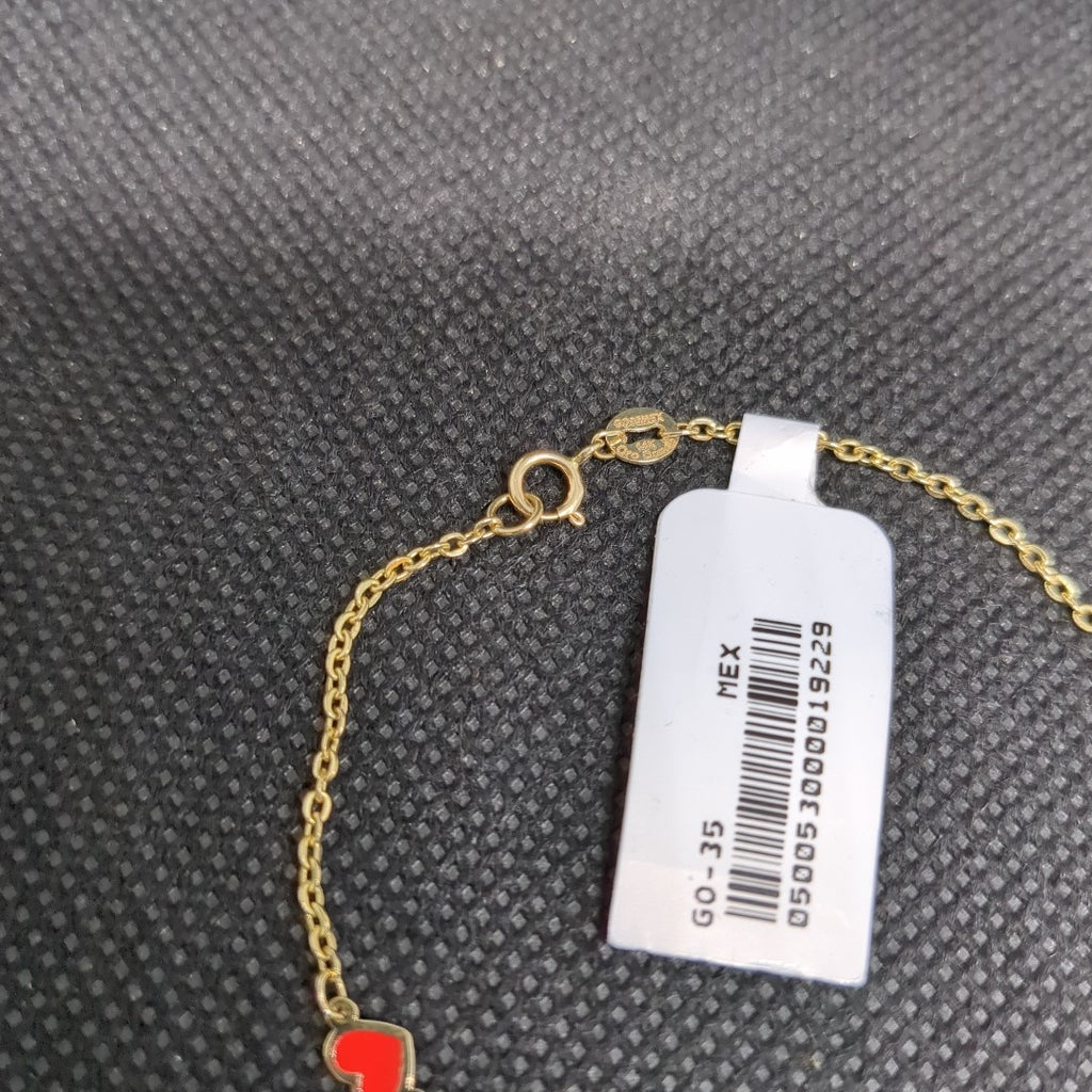 PULSERA ESPECIAL CON CORAZONES 14K 18 CM 1.4 GR (NUEVO)