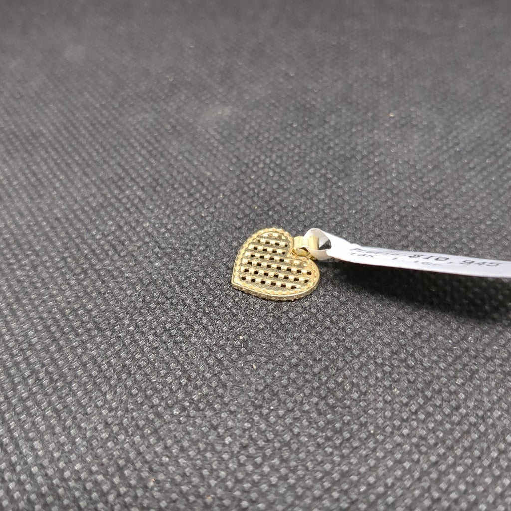 DIJE TEJIDO CORAZON CON CERCO DE CIRCONIAS 14K 1.1 GR (NUEVO)
