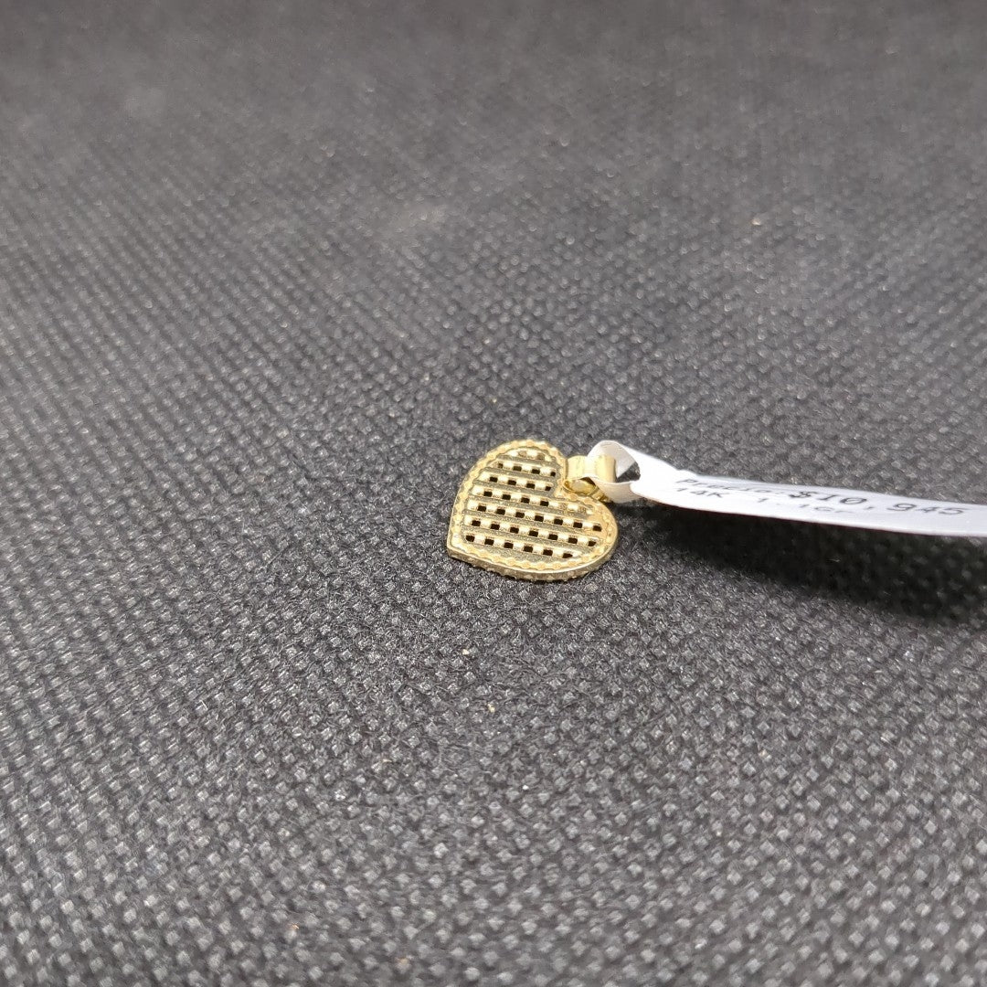 DIJE TEJIDO CORAZON CON CERCO DE CIRCONIAS 14K 1.1 GR (NUEVO)