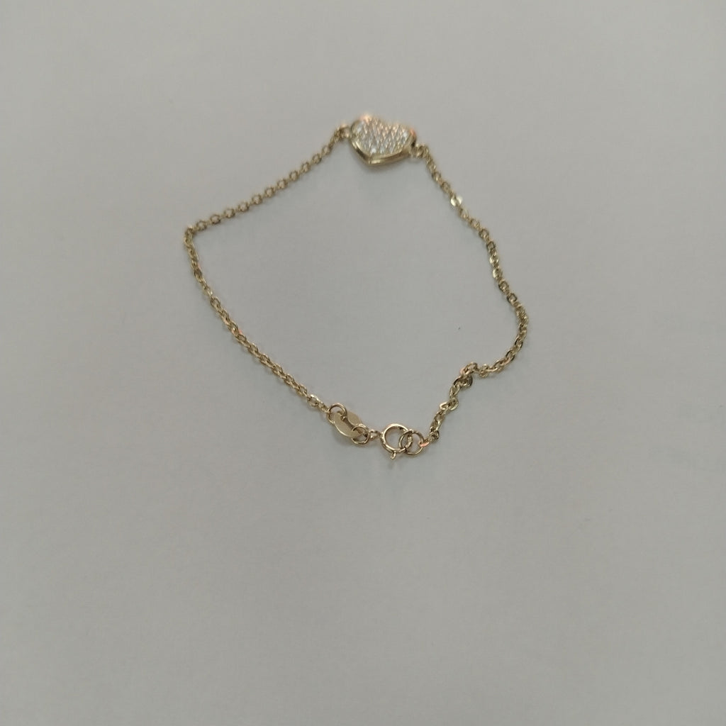 PULSERA TEJIDO ESPECIAL C CORAZON CIRCONIAS 14K 18 CM 2 GR (NUEVO)
