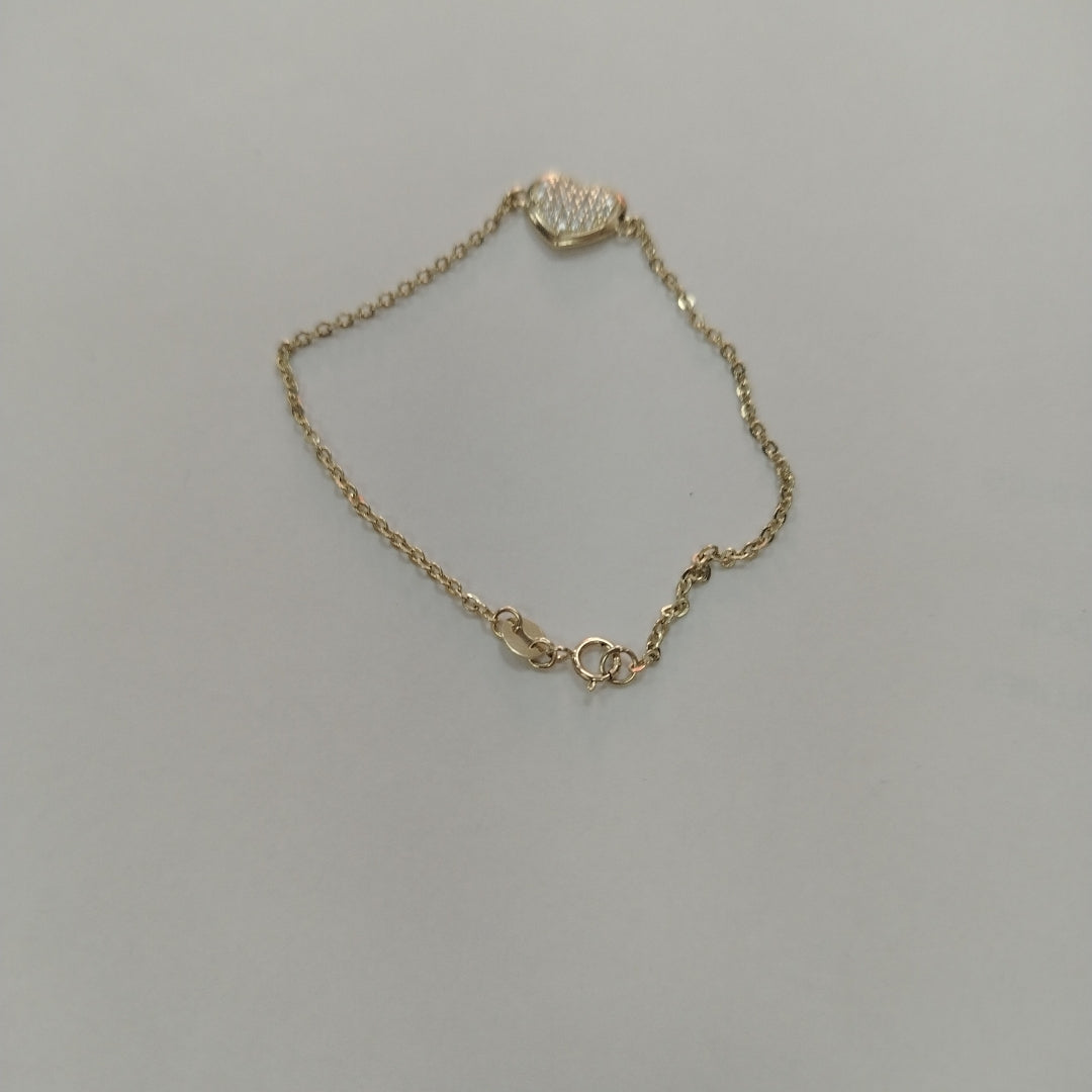 PULSERA TEJIDO ESPECIAL C CORAZON CIRCONIAS 14K 18 CM 2 GR (NUEVO)