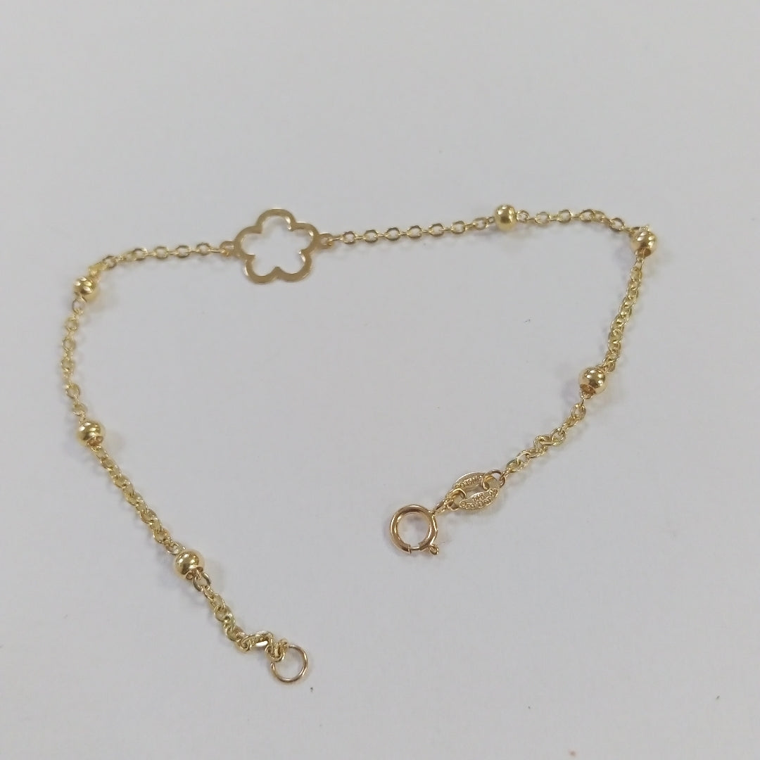 PULSERA TEJIDO ESPECIAL CON FLOR 14K 18 CM 1.6 GR (NUEVO)
