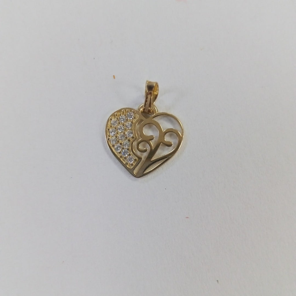 DIJE TEJIDO CORAZON CON CIRCONIAS Y ARBOL DE LA VIDA 14K 0.9 GR (NUEVO)