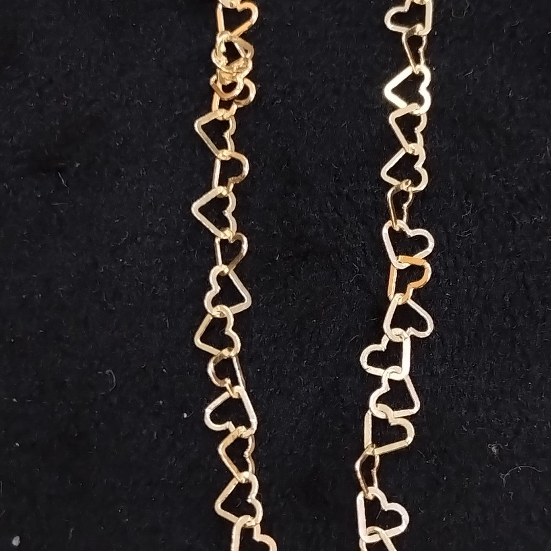 CADENAS TEJIDO CORAZONES ORO 10K 55 CM 2.7 GR (NUEVO)