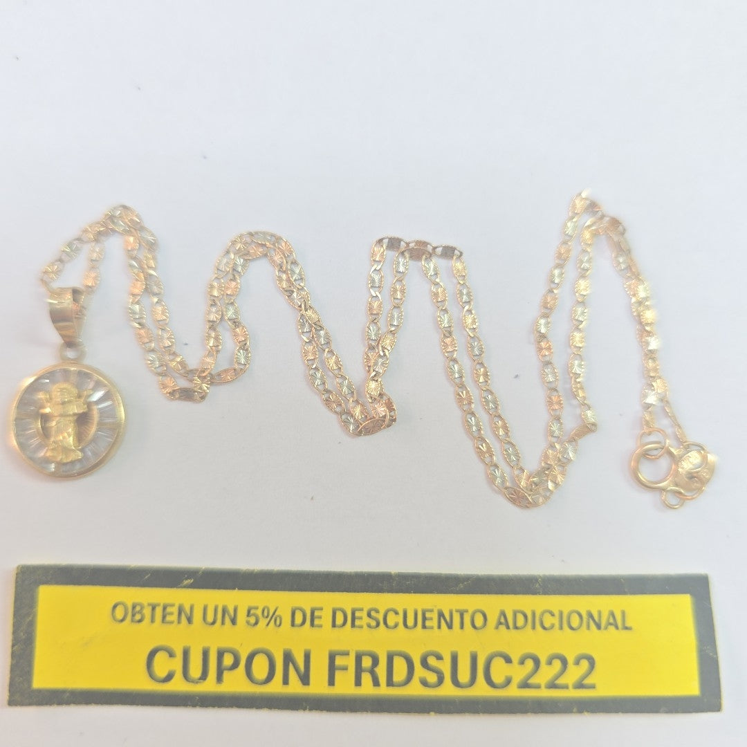 CADENA, MEDALLA RELIGIOSA ORO 10 K 2.6 GRMS (SEMINUEVO)