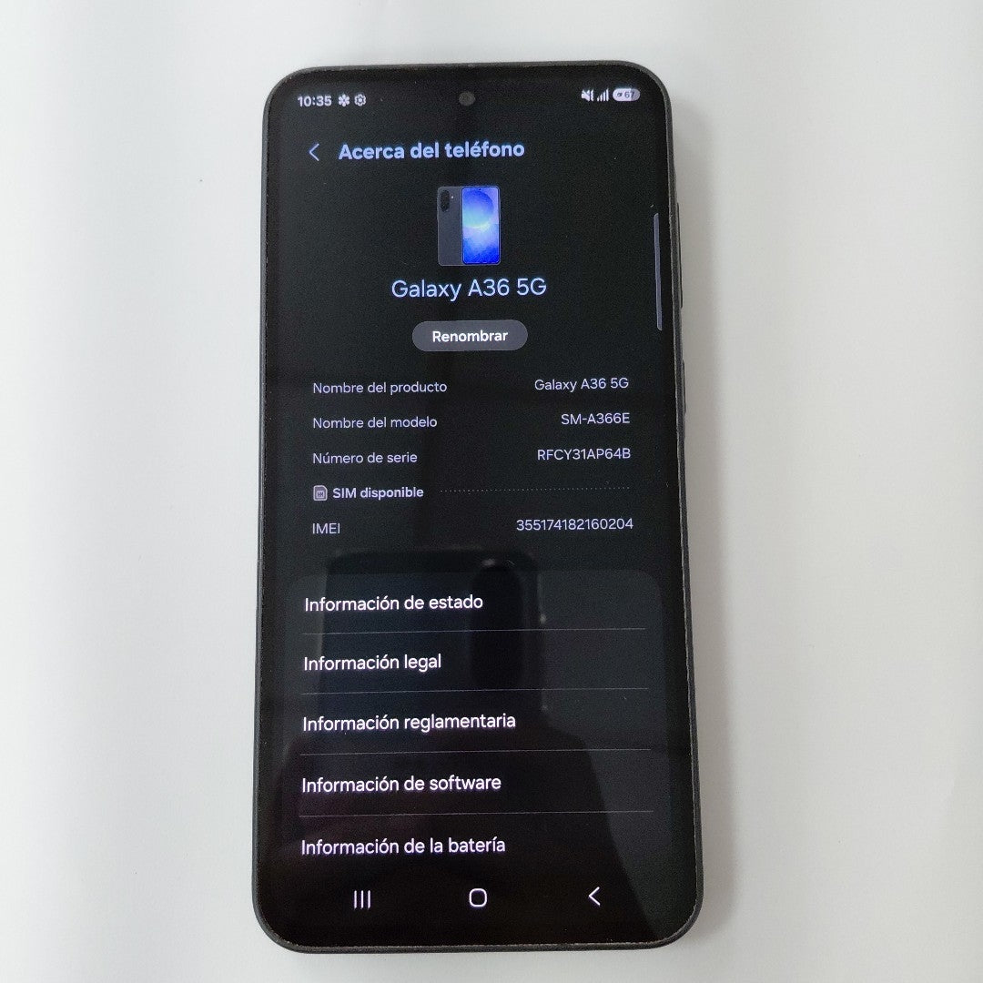 CELULAR SAMSUNG GALAXY A36 5G SM-A366E (2025) 128 GB 6 GB RAM (SEMINUEVO)