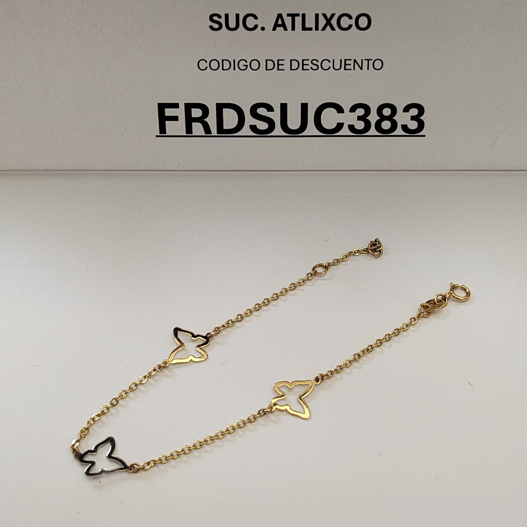 PULSERA ESPECIAL C MARIPOSAS 14K 18 CM 1.7 GR (NUEVO)