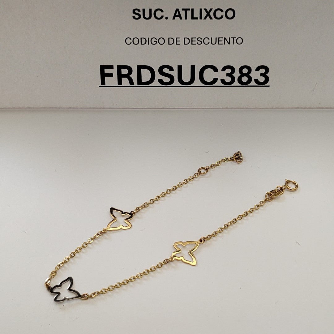 PULSERA ESPECIAL C MARIPOSAS 14K 18 CM 1.7 GR (NUEVO)
