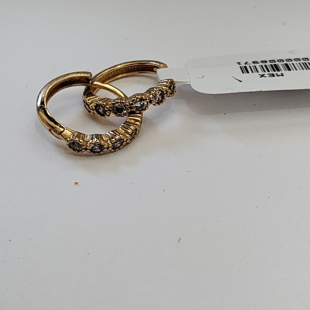 ARETES HUGGIES C CIRCONIAS 14K 2 GR (NUEVO)