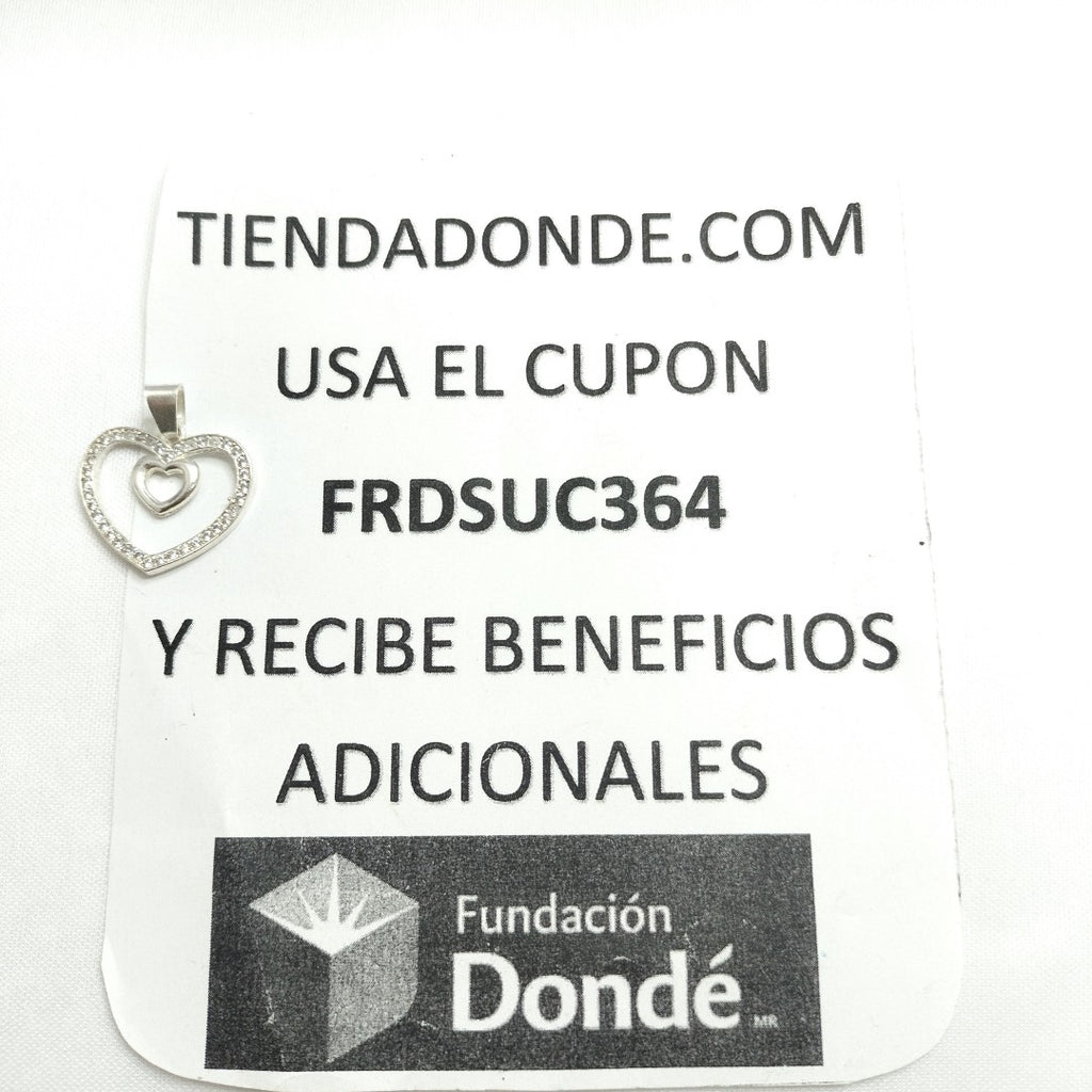 DIJE CORAZON C/CIRCONIAS PLATA .925 2.7 GR (NUEVO)