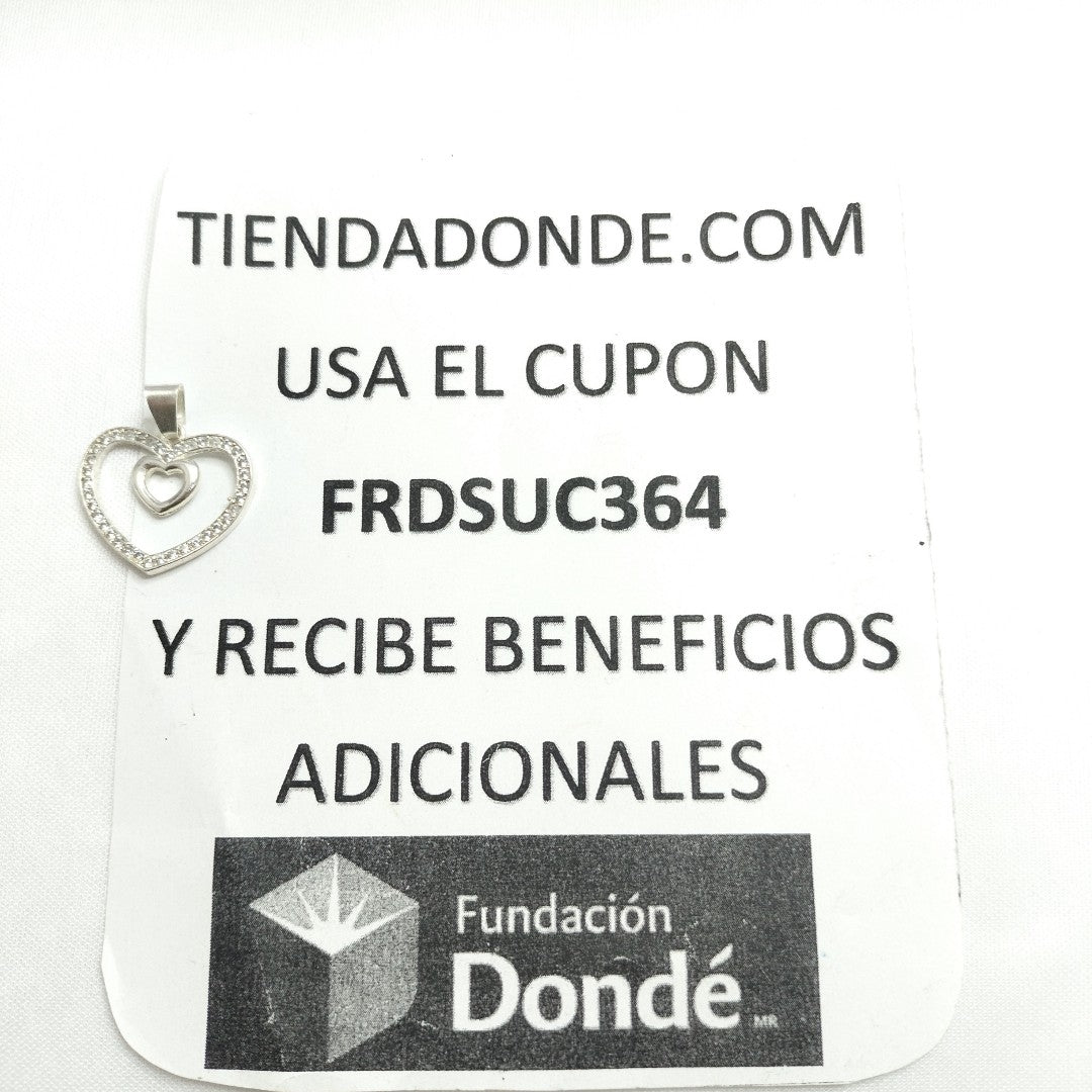 DIJE CORAZON C/CIRCONIAS PLATA .925 2.7 GR (NUEVO)