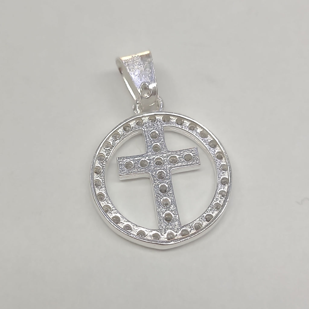 DIJE CRUZ C/CIRCONIAS PLATA .925 2.5 GR (NUEVO)