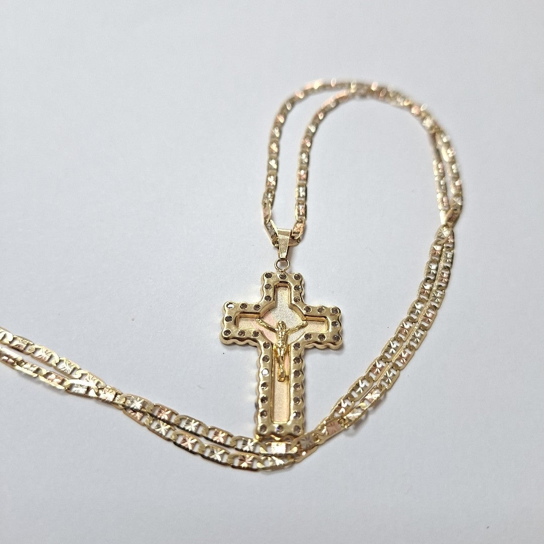 CADENA, CRUCIFIJO ORO, RODIADO 10 K 4.4 GRMS (SEMINUEVO)
