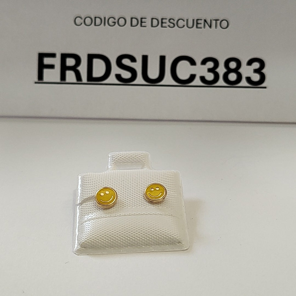 BROQUELES BROQUEL FIG SONRISA ESMALTE AMARILLO 14K 0.2074 GR (NUEVO)