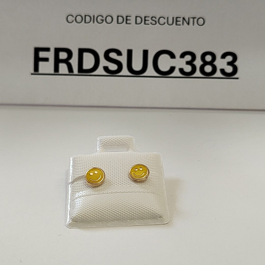 BROQUELES BROQUEL FIG SONRISA ESMALTE AMARILLO 14K 0.2074 GR (NUEVO)