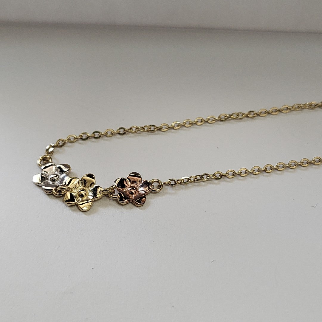 PULSERA TEJIDO ESPECIAL FIG FLORES 14K 18 CM 2.1 GR (NUEVO)