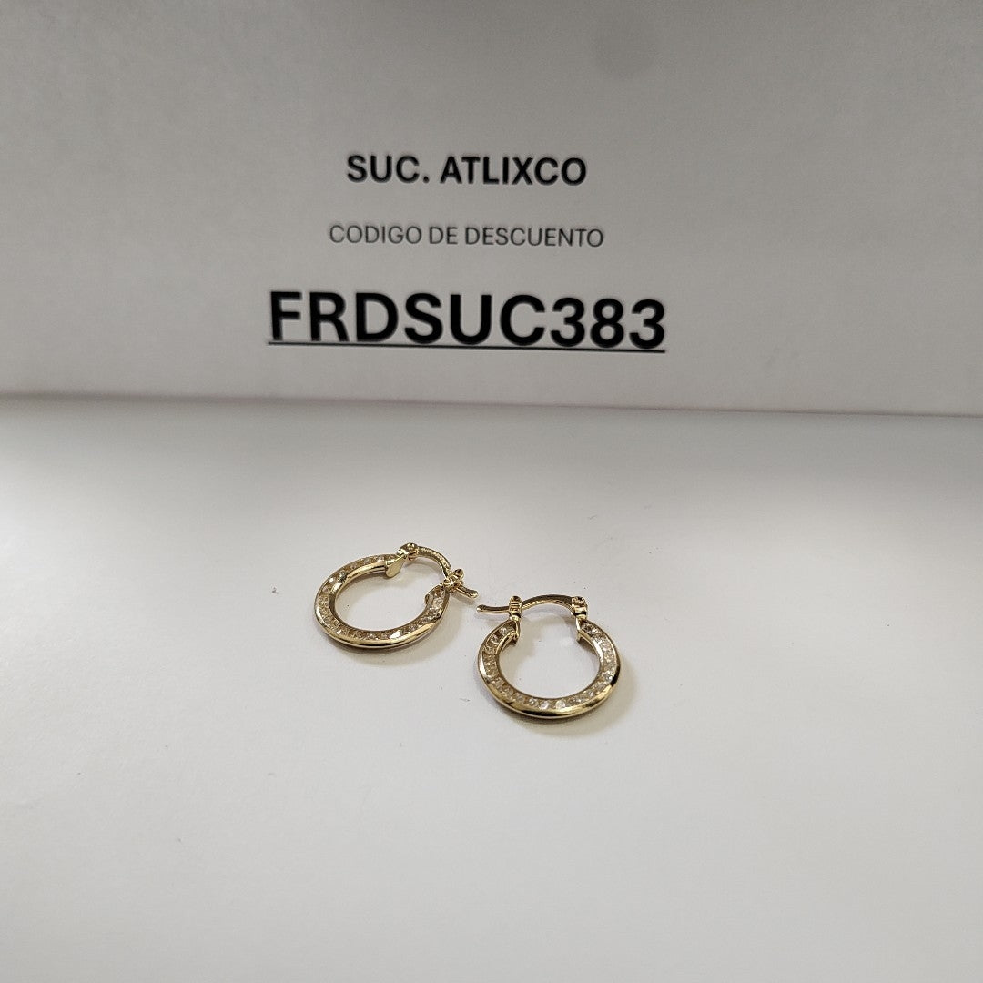 ARETES ARRACADAS CON CIRCONIAS 14K 2.3 GR (NUEVO)
