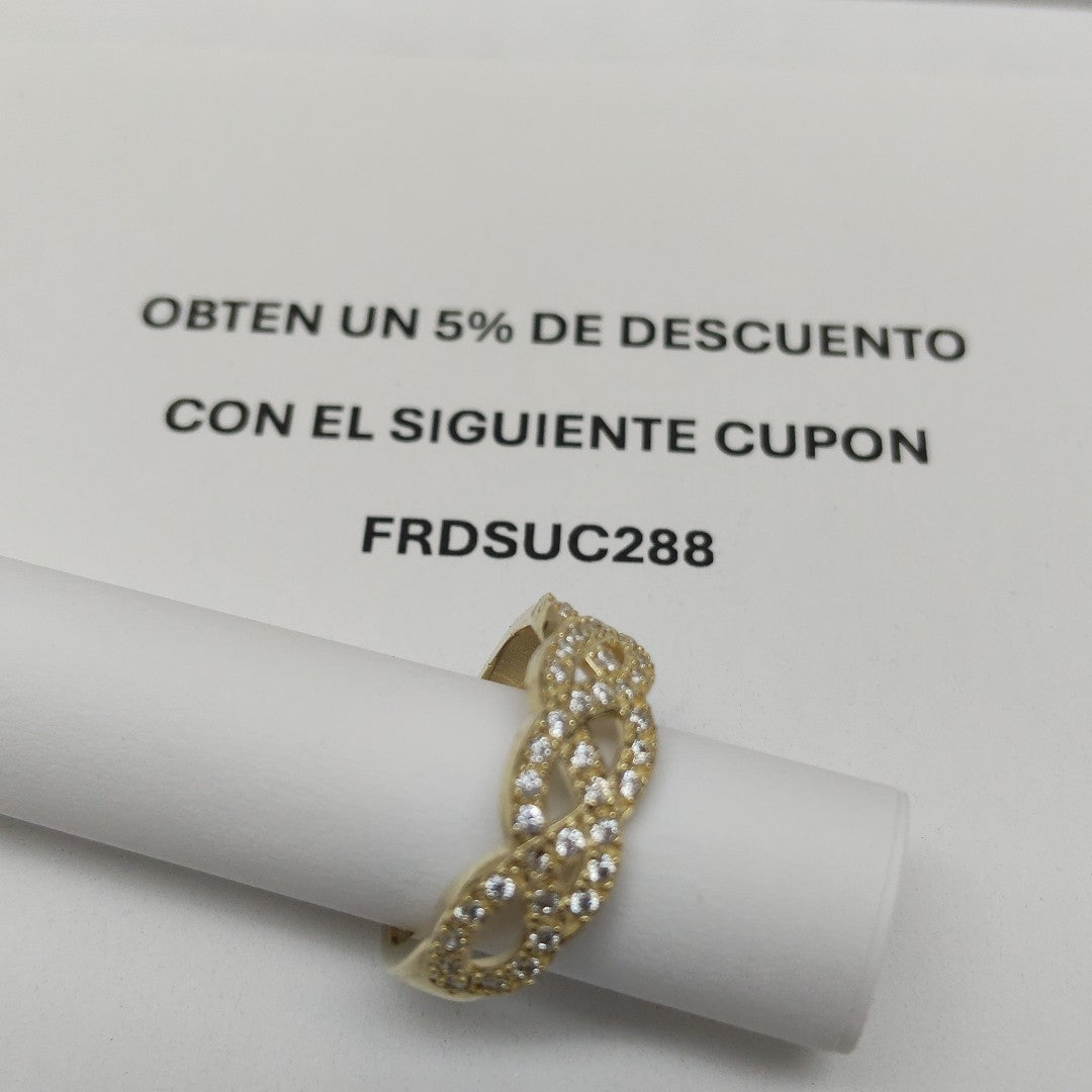 ANILLOS TRENZADO CON CIRCONIAS 14K TALLA 7 2.5 GR (NUEVO)