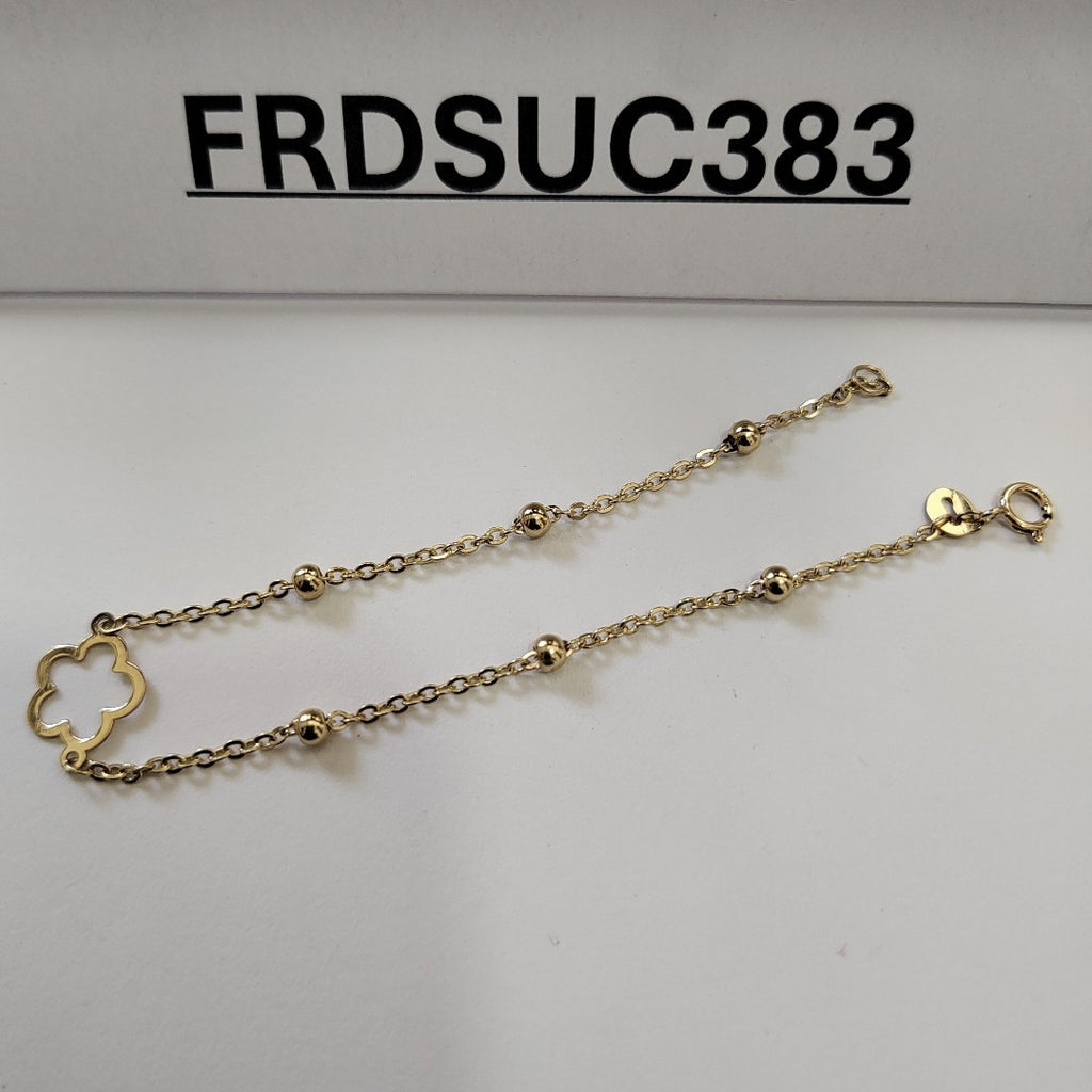 PULSERA TEJIDO ESPECIAL CON FLOR 14K 18 CM 1.6 GR (NUEVO)