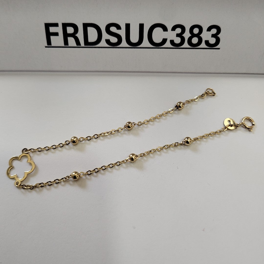 PULSERA TEJIDO ESPECIAL CON FLOR 14K 18 CM 1.6 GR (NUEVO)