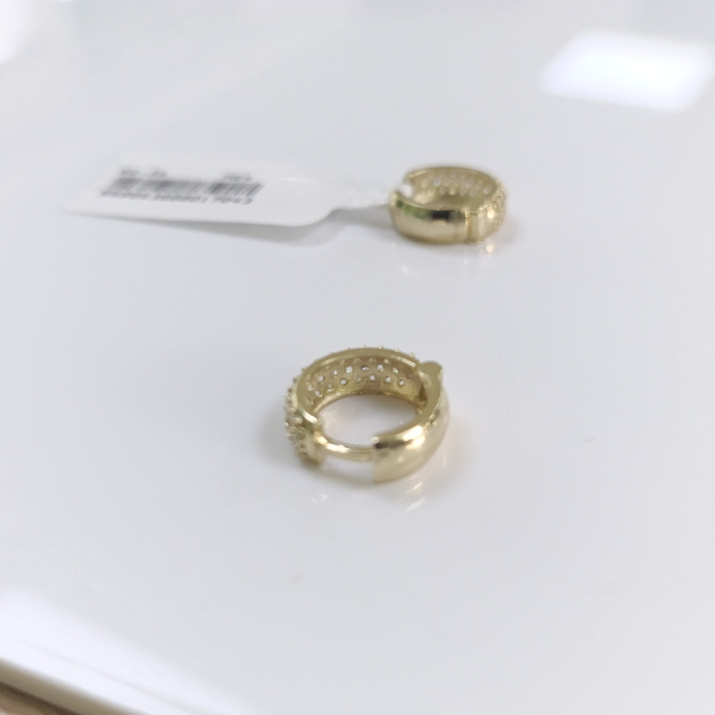 ARETES HUGGIE CON CIRCONIAS 14K 2.1 GR (NUEVO)