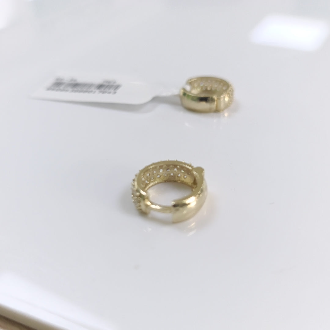 ARETES HUGGIE CON CIRCONIAS 14K 2.1 GR (NUEVO)