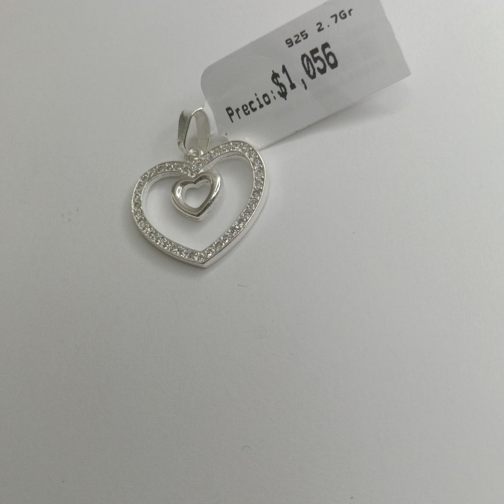 DIJE CORAZON C/CIRCONIAS PLATA .925 2.7 GR (NUEVO)