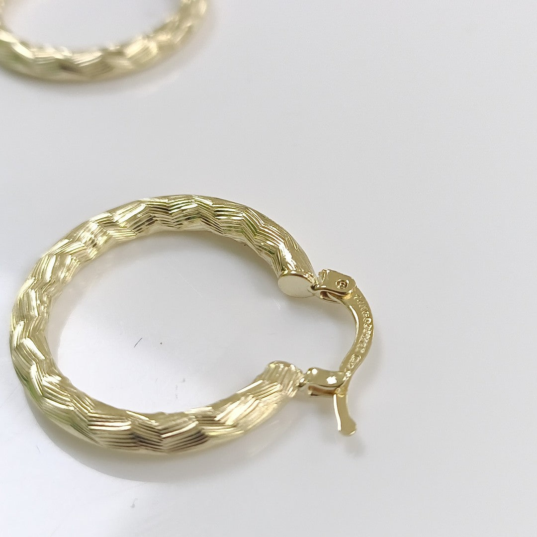 ARETES TEJIDO ARRACADA LABRADA 14K 2.6 GR (NUEVO)