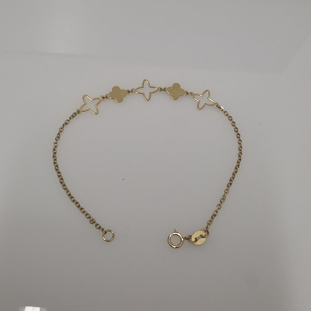 PULSERA TEJIDO ESP CON TREBOL 14K 18 CM 1.6 GR (NUEVO)