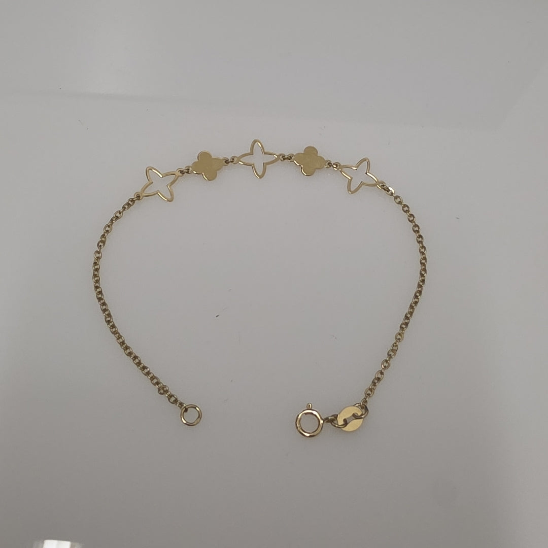 PULSERA TEJIDO ESP CON TREBOL 14K 18 CM 1.6 GR (NUEVO)