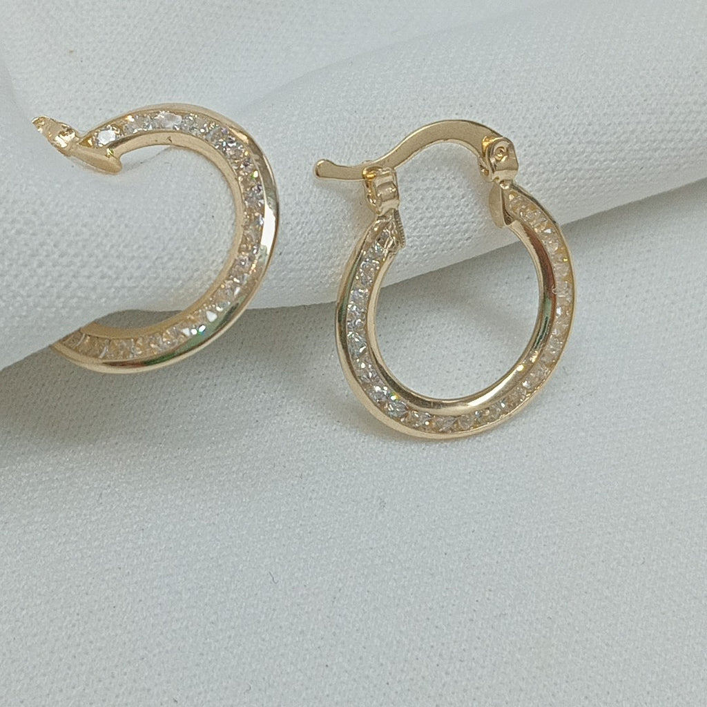 ARETES ARRACADAS CON CIRCONIAS 14K 2.4 GR (NUEVO)