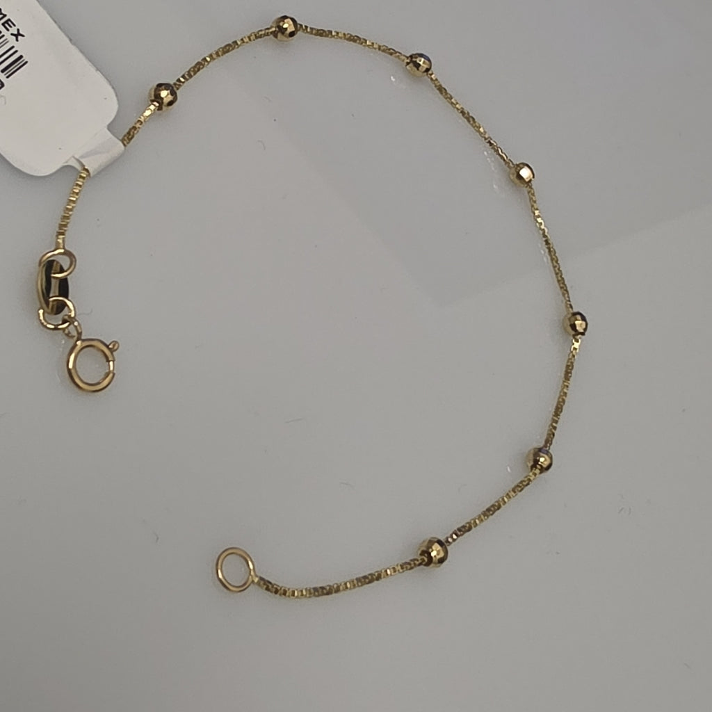 PULSERA ESPECIAL CON BOLITAS 14K 18 CM 1.4 GR (NUEVO)