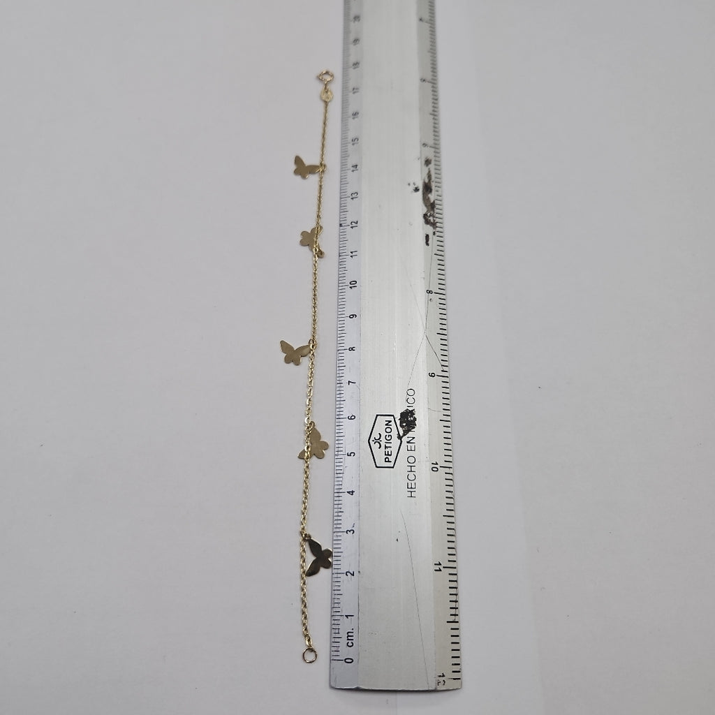 PULSERA ESPECIAL CON MARIPOSAS 14K 18 CM 2 GR (NUEVO)