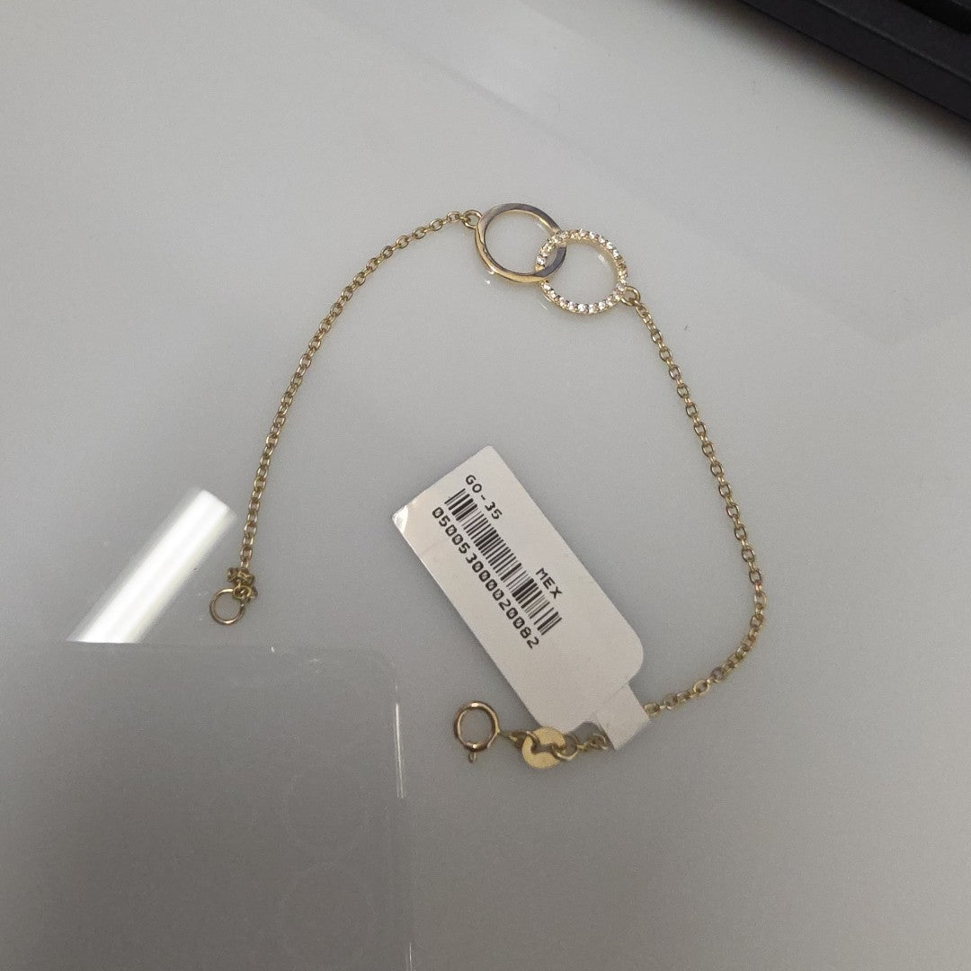 PULSERA TEJIDO ESPECIAL FIG AROS UNIDOS C CIRCS 14K 18 CM 2.1 GR (NUEVO)