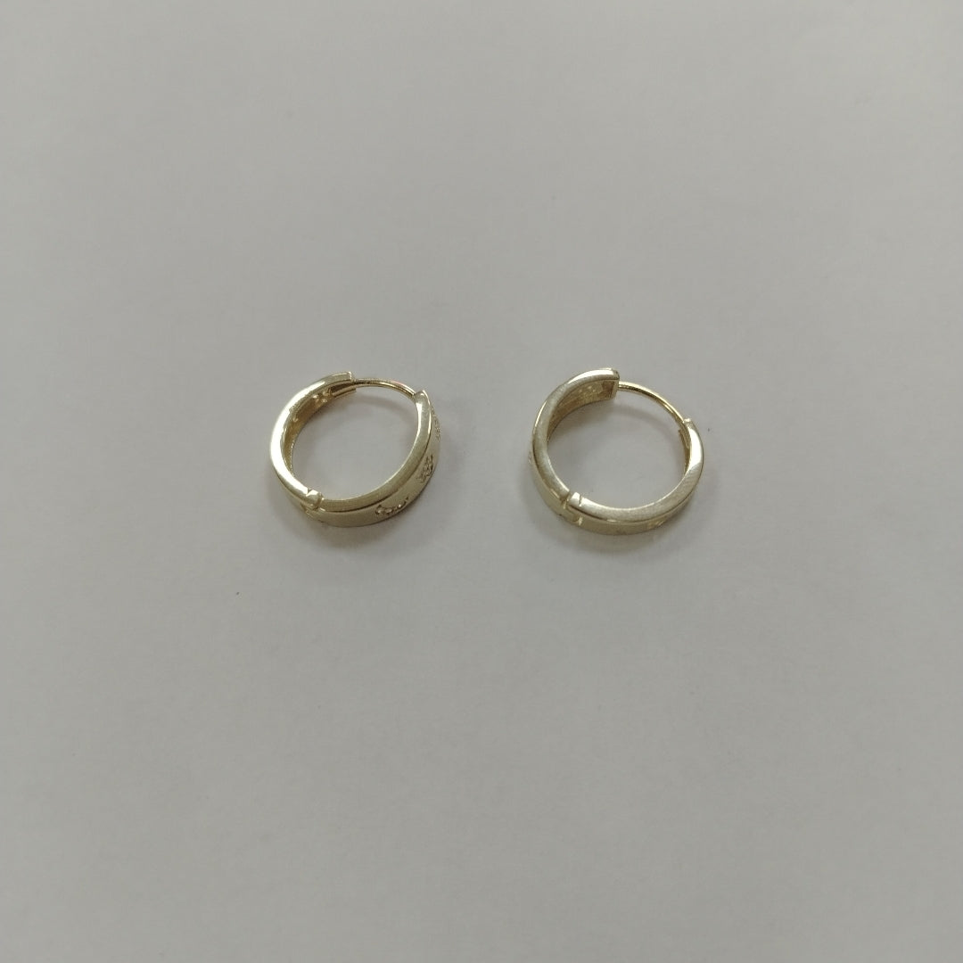 ARETES TEJIDO HUGGIES CON CIRCONIAS 14K 2.9 GR (NUEVO)