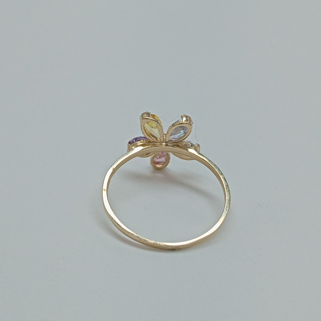 ANILLOS FLOR CON PIEDRAS DE COLOR 14K TALLA 7 1.4 GR (NUEVO)
