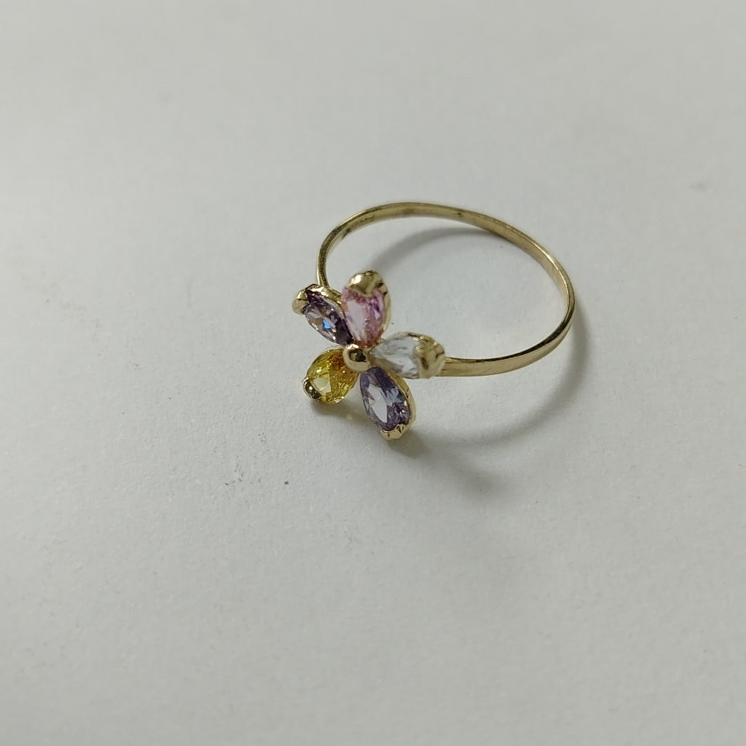 ANILLOS FLOR CON PIEDRAS DE COLOR 14K TALLA 7 1.4 GR (NUEVO)