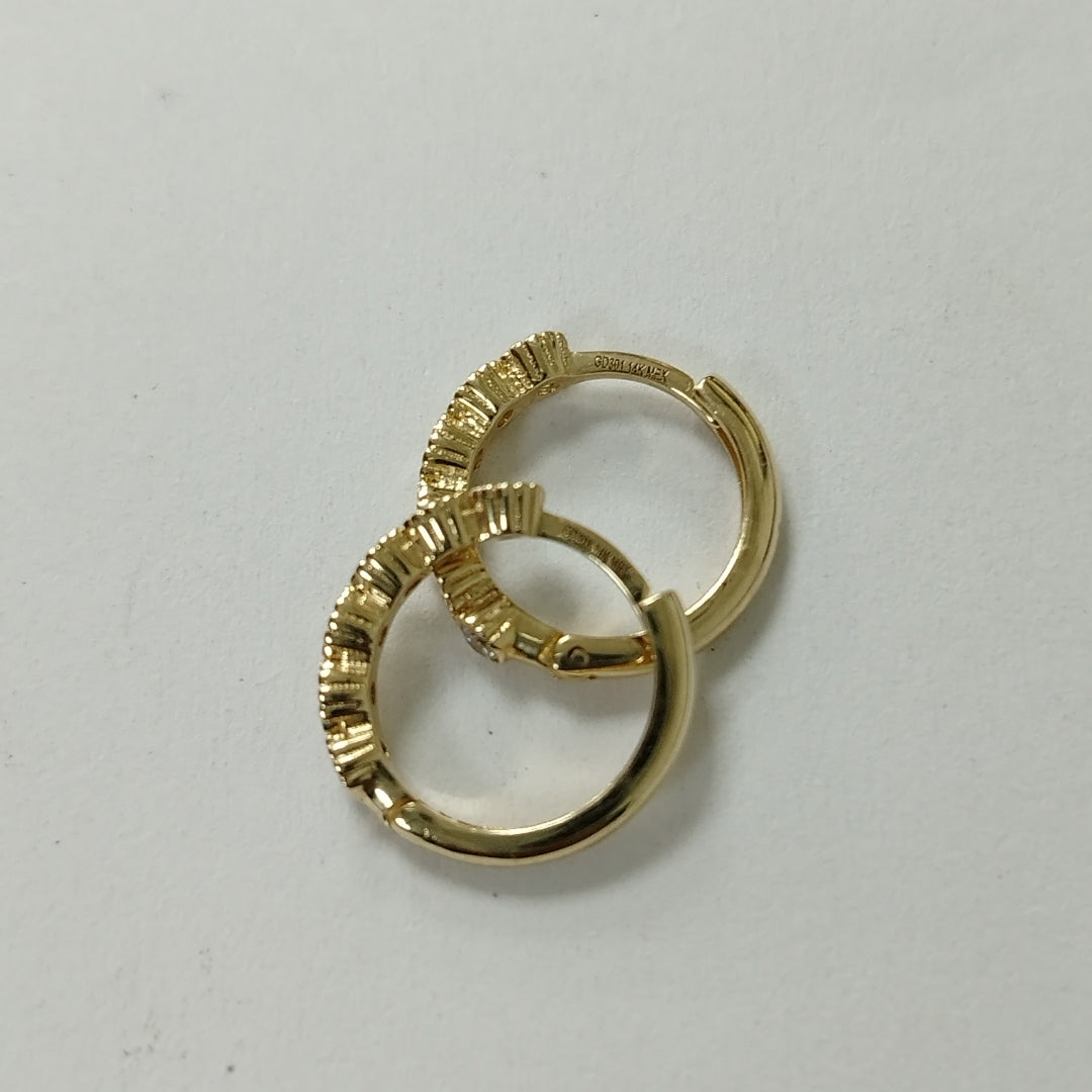 ARETES HUGGIES C CIRCONIAS 14K 2 GR (NUEVO)