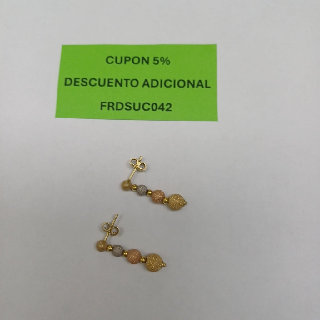 ARETES PAR ORO, ORO COMBINADO 14 K 1.7 GRMS (SEMINUEVO)