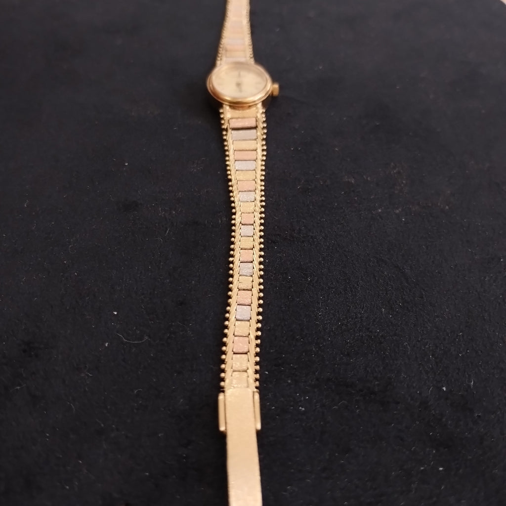 RELOJ CAJA Y PULSO ORO ORO, ORO COMBINADO 14 K 18.7 GRMS (SEMINUEVO)
