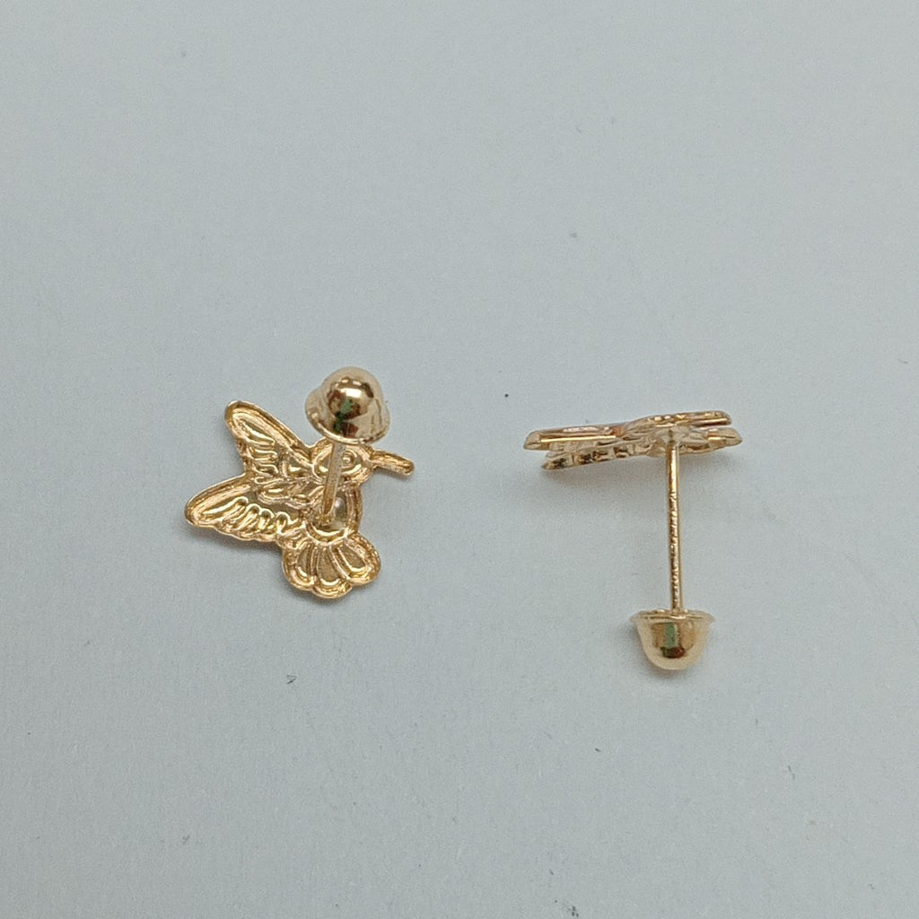 BROQUELES BROQUEL FIG COLIBRI ESMALTE ROSA 14K 0.2138 GR (NUEVO)