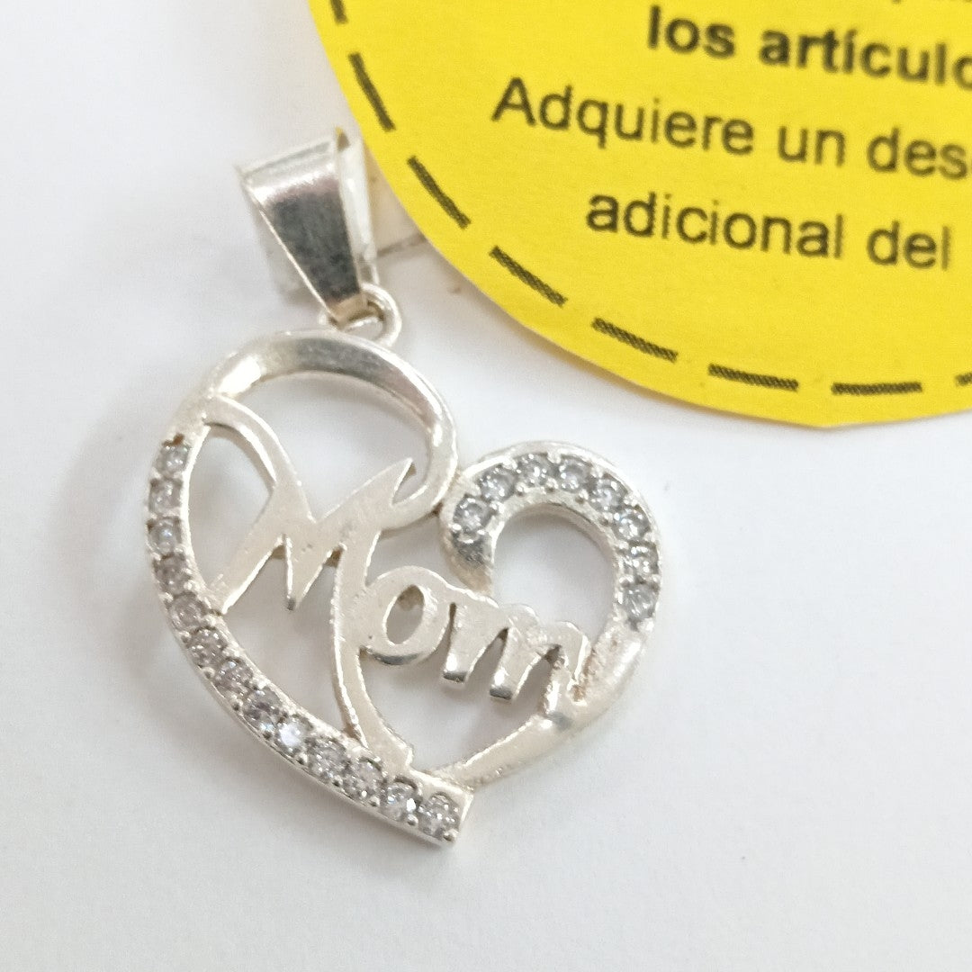 DIJE CORAZON C/CIRCONIAS PLATA .925 3.1 GR (NUEVO)