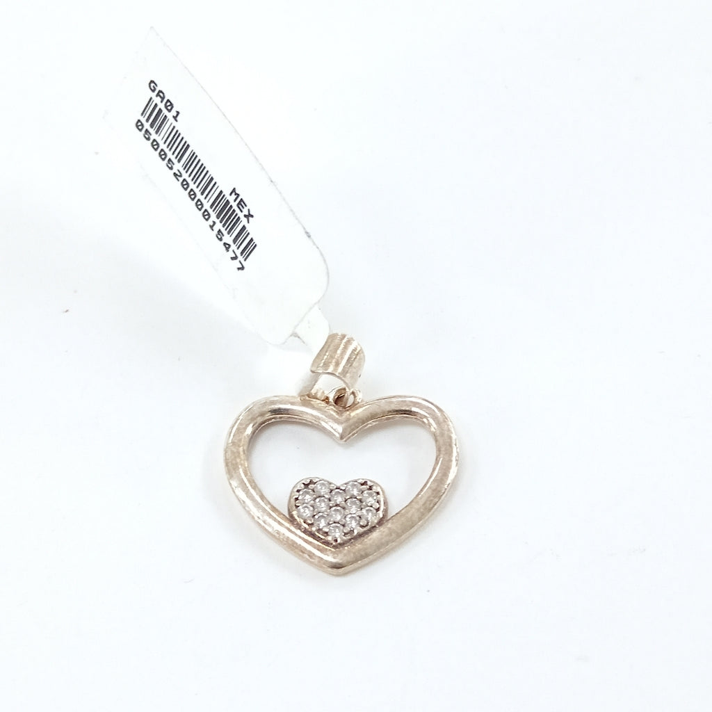 DIJE CORAZON C/CIRCONIAS PLATA .925 2.7 GR (NUEVO)