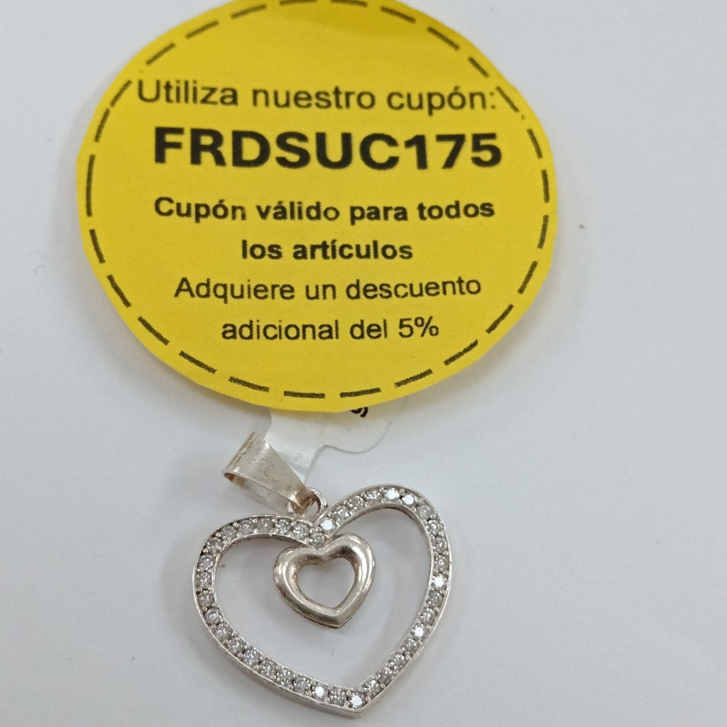 DIJE CORAZON C/CIRCONIAS PLATA .925 2.7 GR (NUEVO)