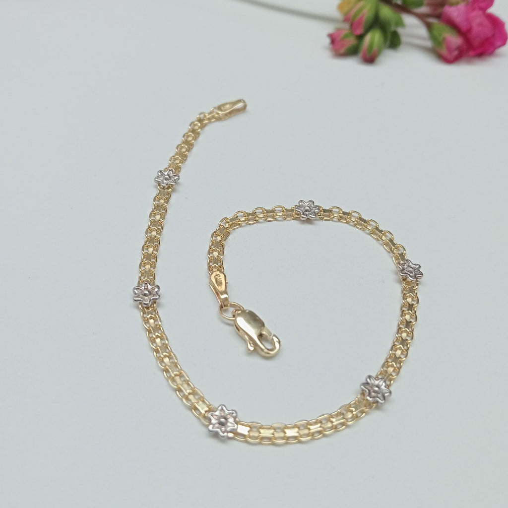 PULSERA ESPECIAL C FLORES 14K 18 CM 2.9 GR (NUEVO)