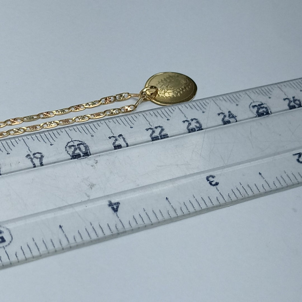 CADENA, MEDALLA RELIGIOSA ORO 14 K 2.6 GRMS (SEMINUEVO)